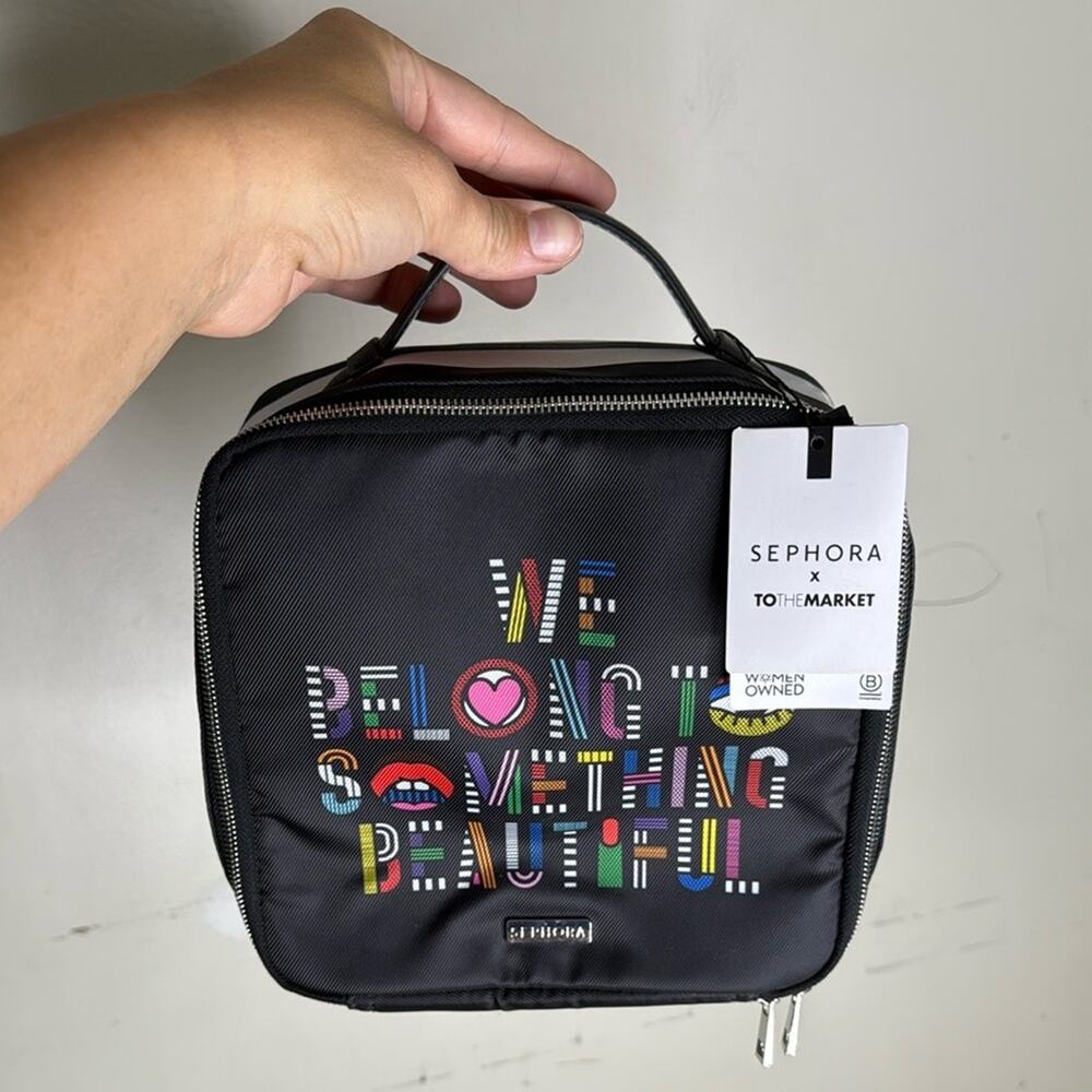 Sephora x To The Market Black Cosmetic Bag NEW!